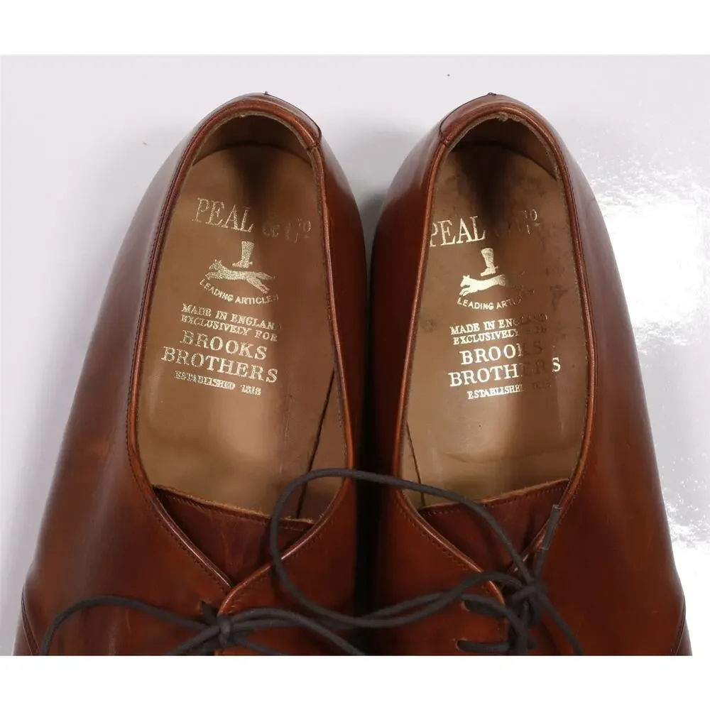 Peal & Co Brooks Brothers Chestnut Brown Plain Toe Oxford UK 10.5 US 11